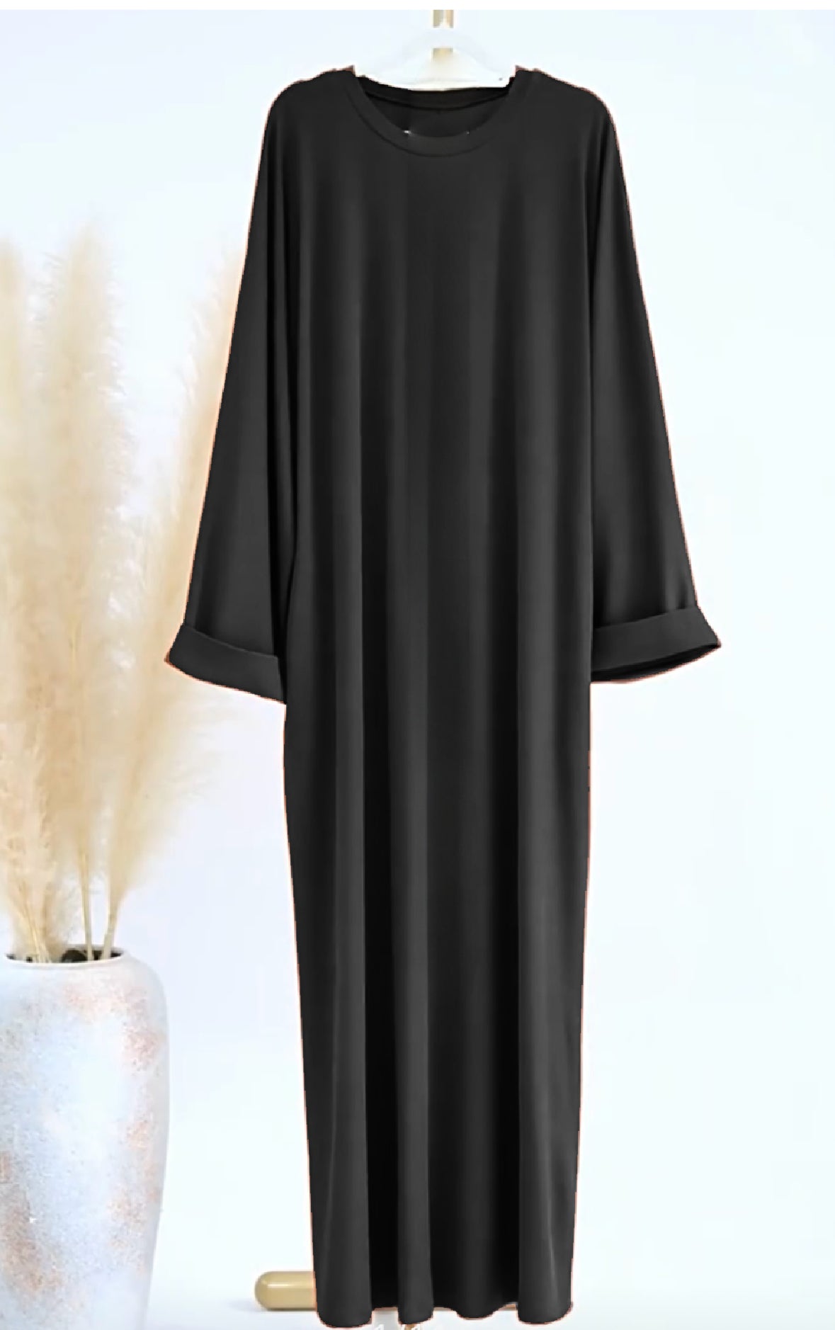Black ribbed abaya