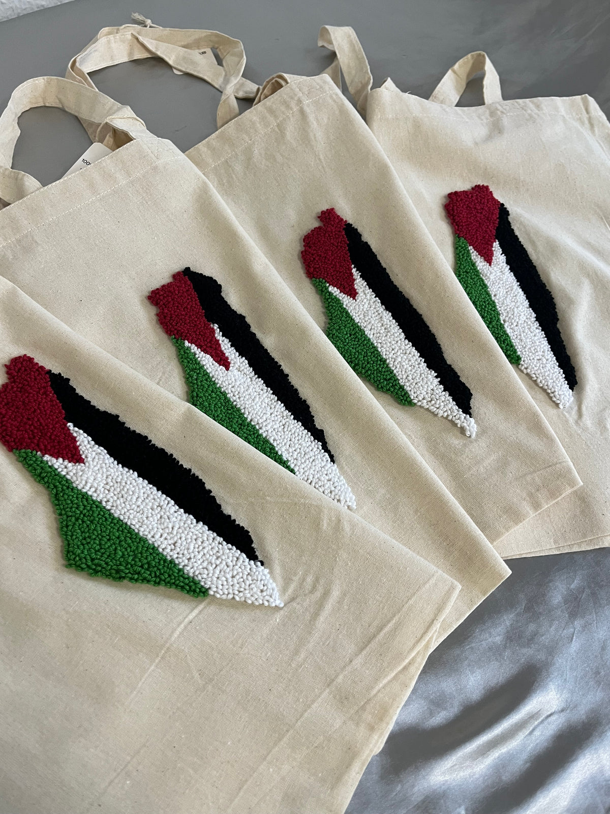 Hand-made punch needle palestine bag