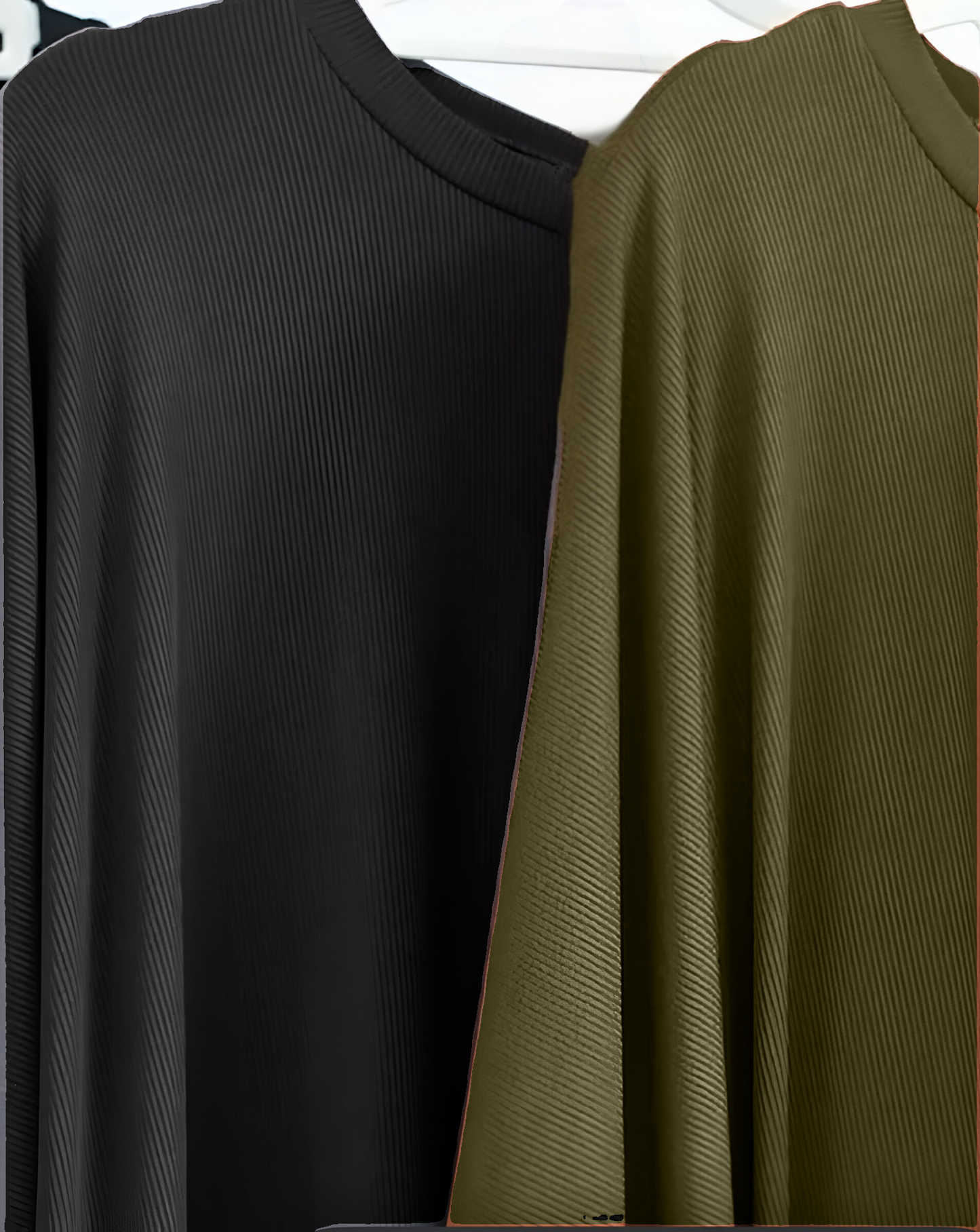 Olive-Green ribbed abaya