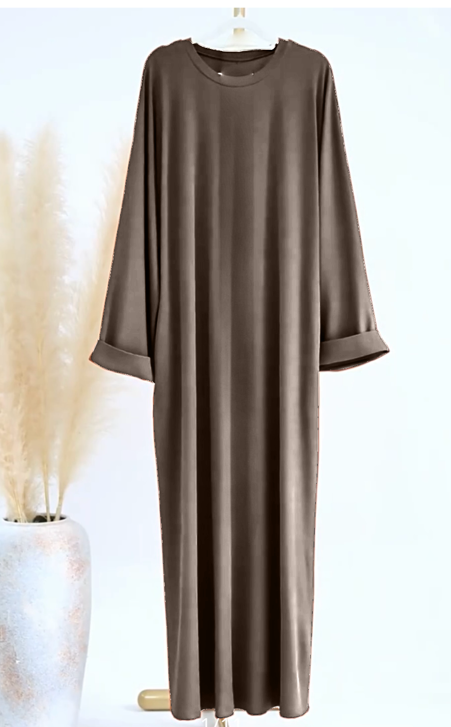 Brown ribbed abaya