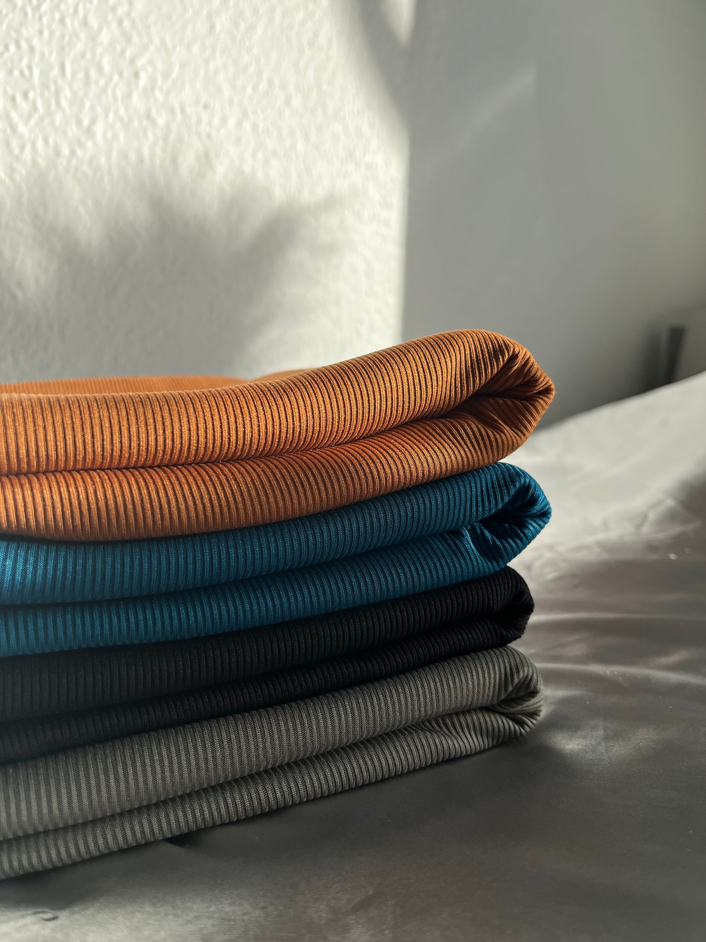 Golden-orange ribbed hijab