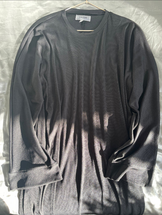 Black ribbed abaya