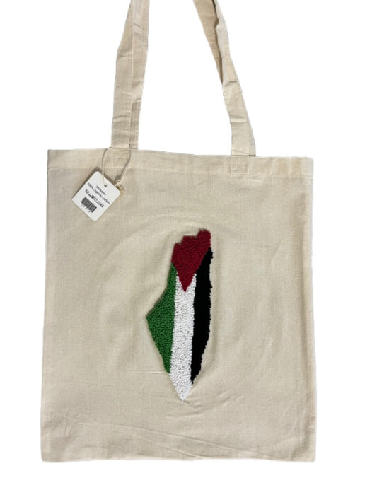 Hand-made punch needle palestine bag