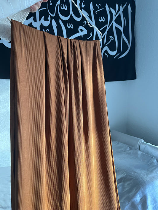 Golden-orange ribbed hijab