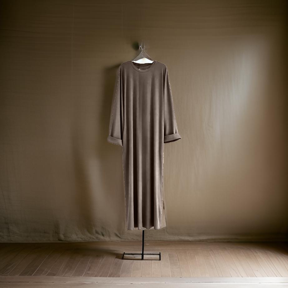 Brown ribbed abaya