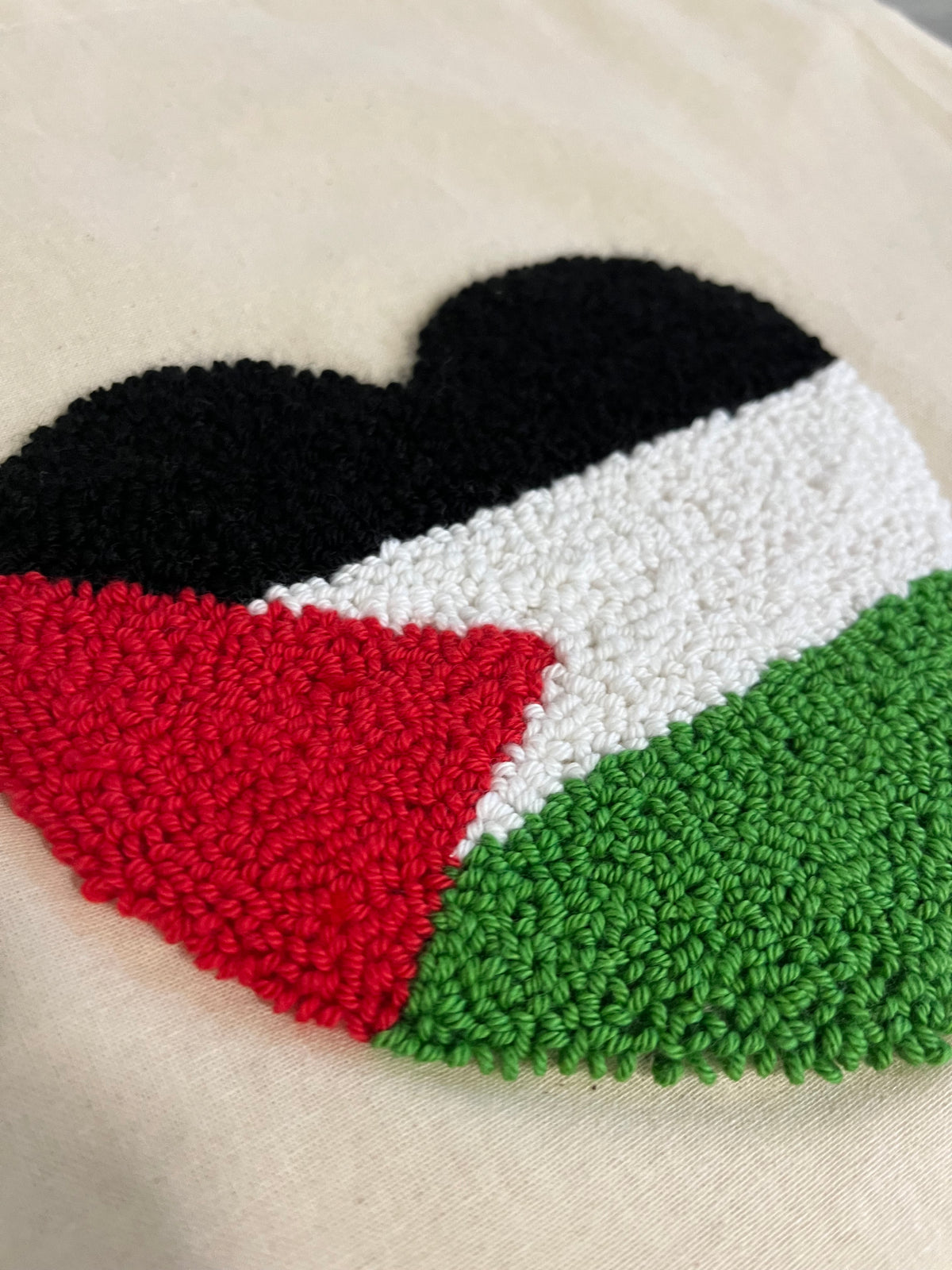 Hand-made punch needle palestine bag