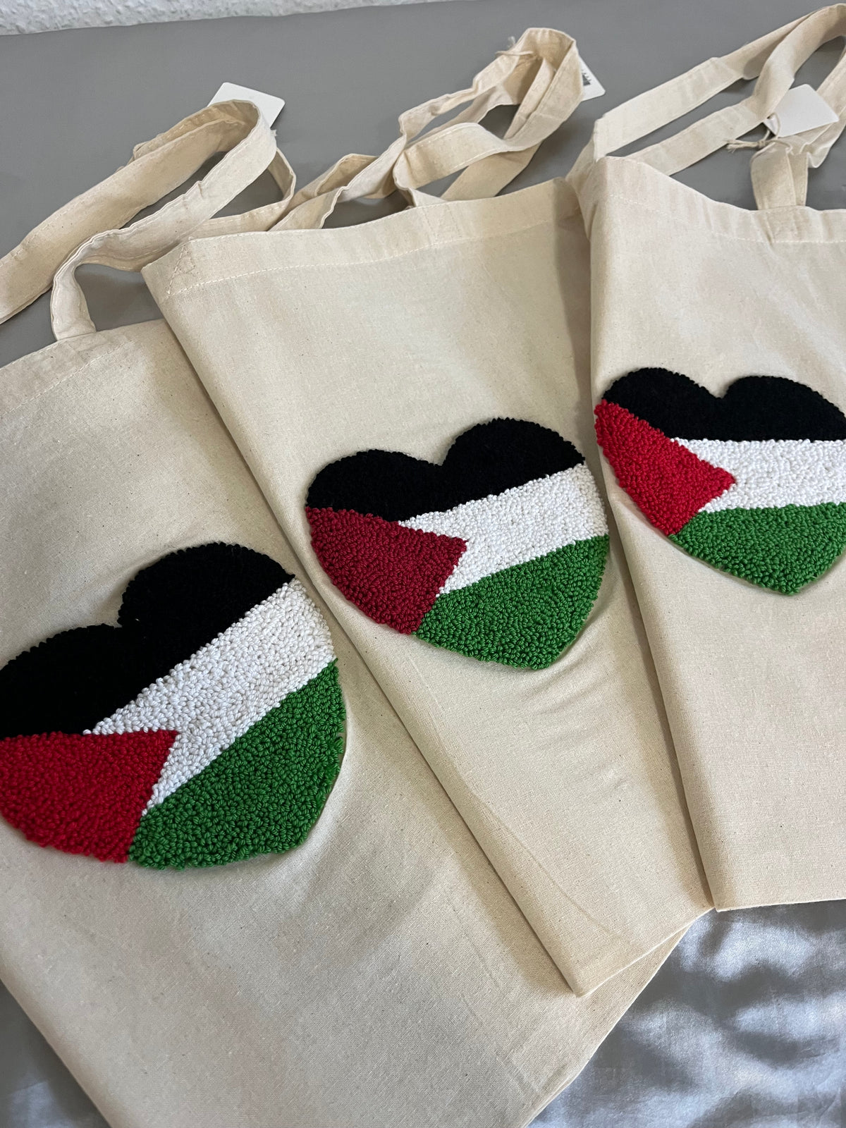 Hand-made punch needle palestine bag