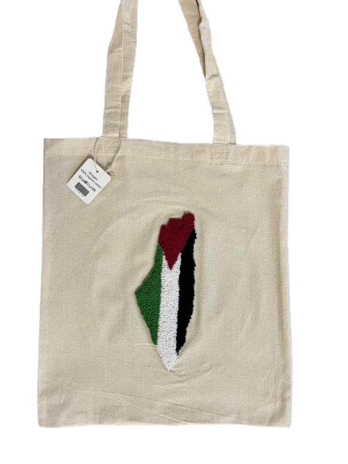 Hand-made punch needle palestine bag