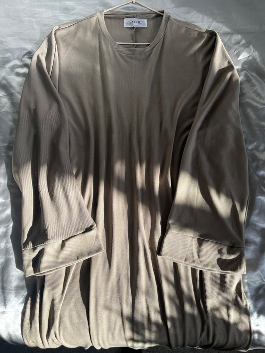 Brown ribbed abaya